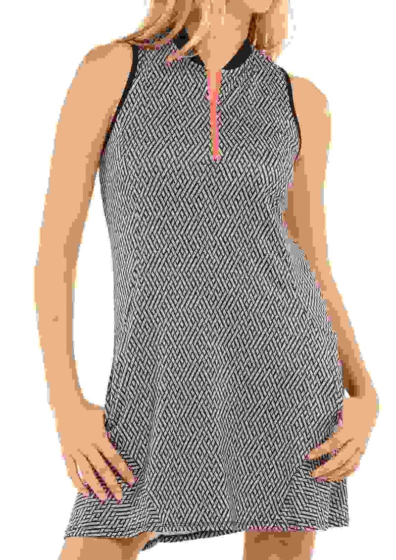 Lucky in Love Thatch Me Later women's golf dress, black/white