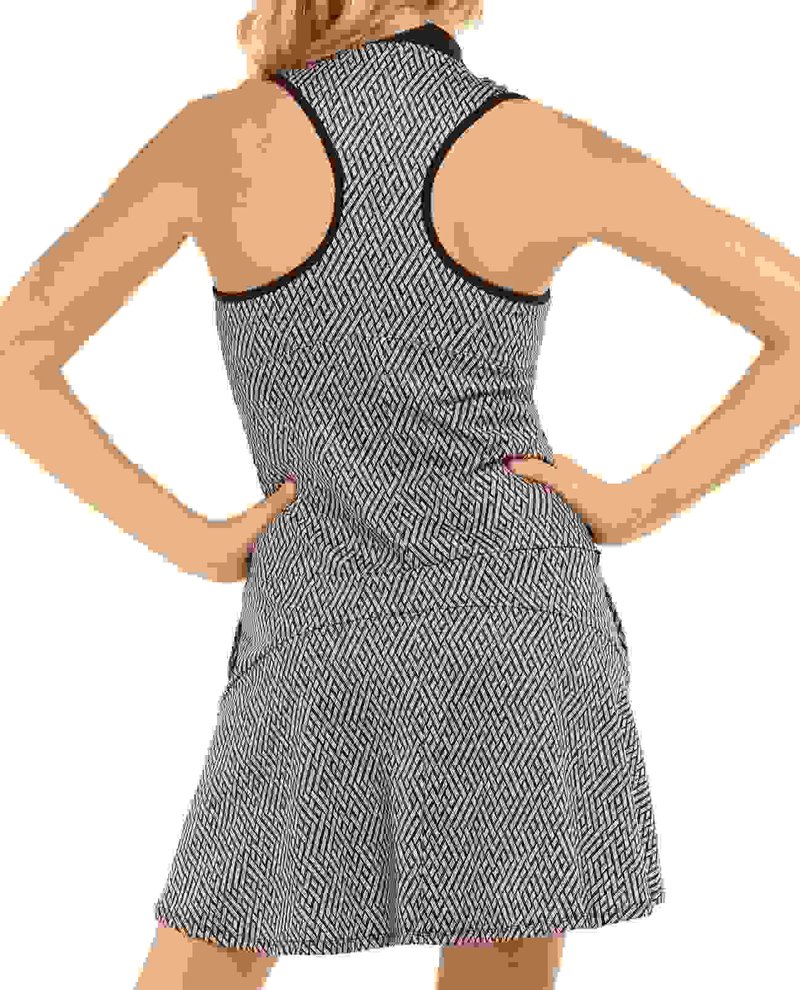 Lucky in Love Thatch Me Later women's golf dress, black/white