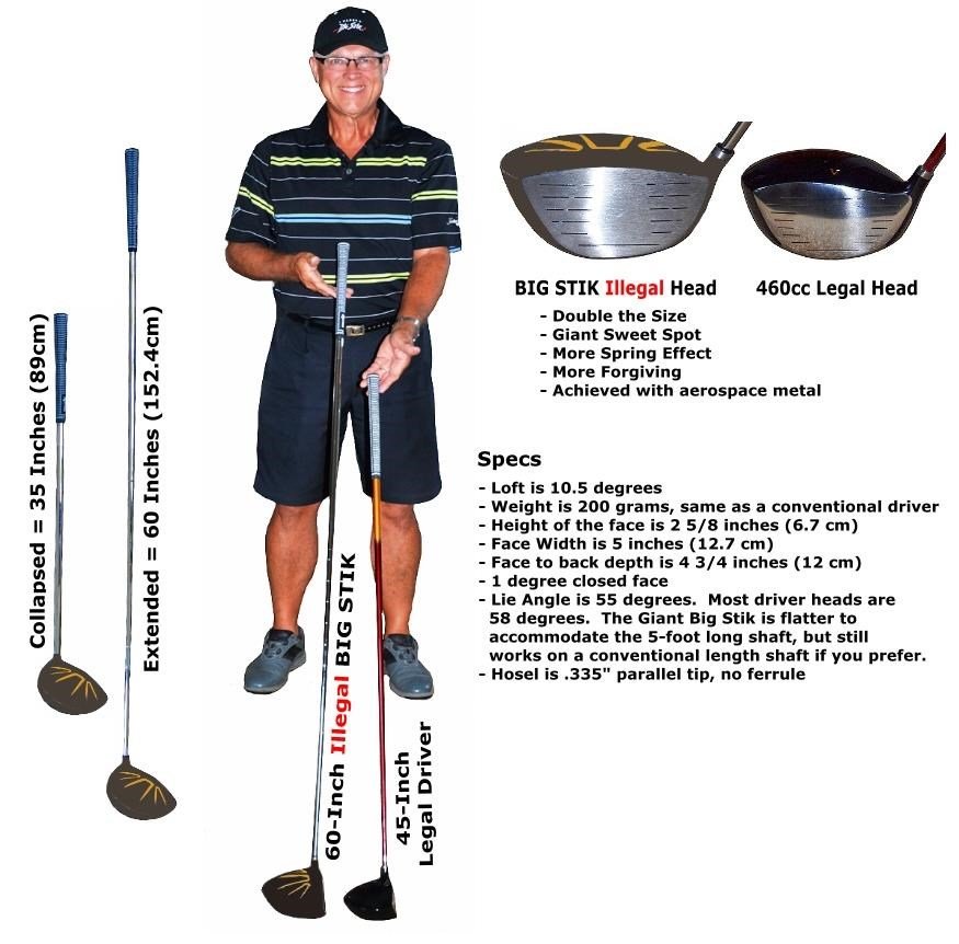 Divnick Golf Big Stik Adjustable telescopic driver, 10.5°, RH, Illegally Large Head