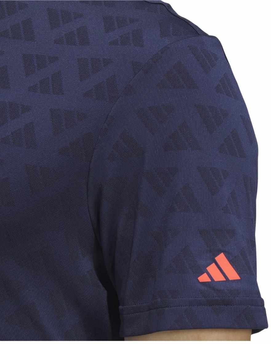Adidas Adi Jacquard Mock men's polo, black/collegiate navy