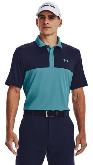 Under Armour Perf 3.0 Color Block mens polo, glacier blue
