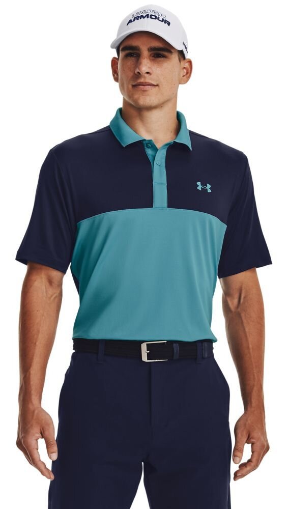 Under Armour Perf 3.0 Color Block mens polo, glacier blue