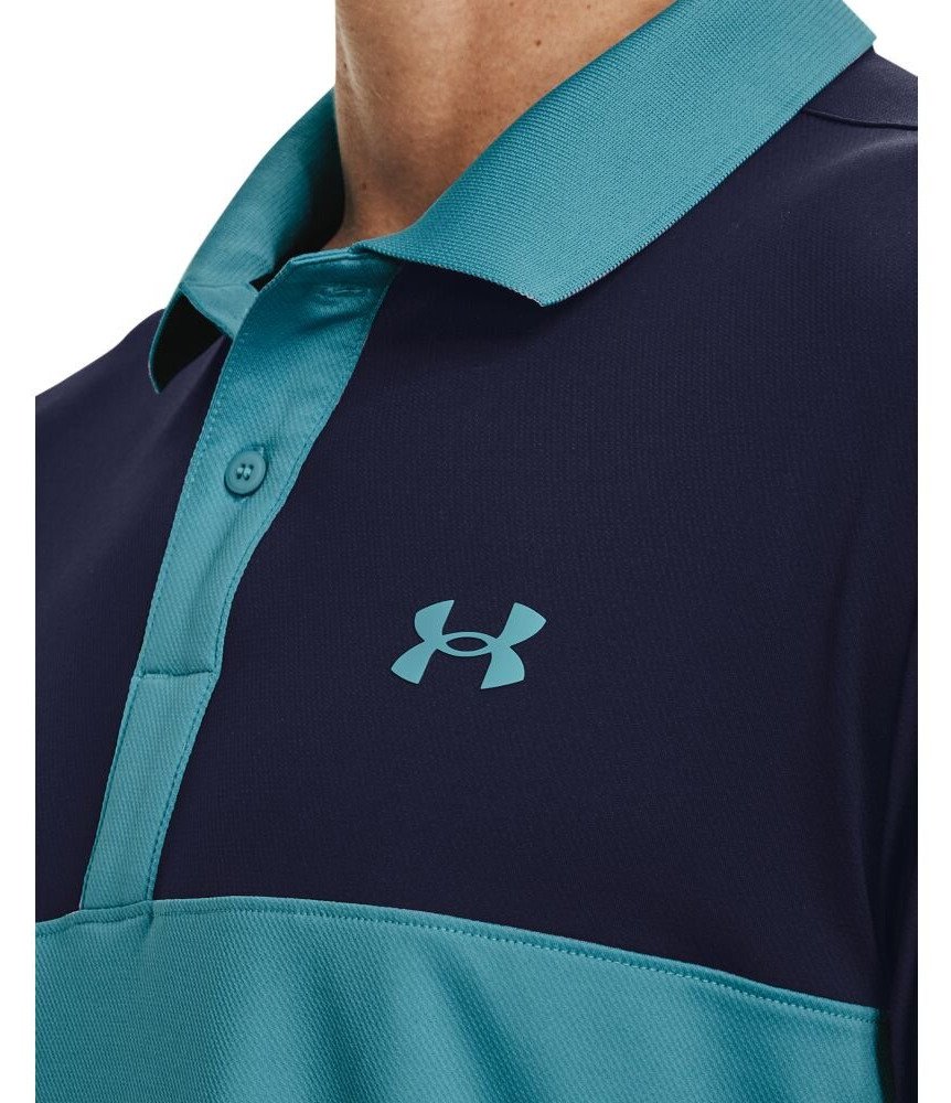 Under Armour Perf 3.0 Color Block mens polo, glacier blue