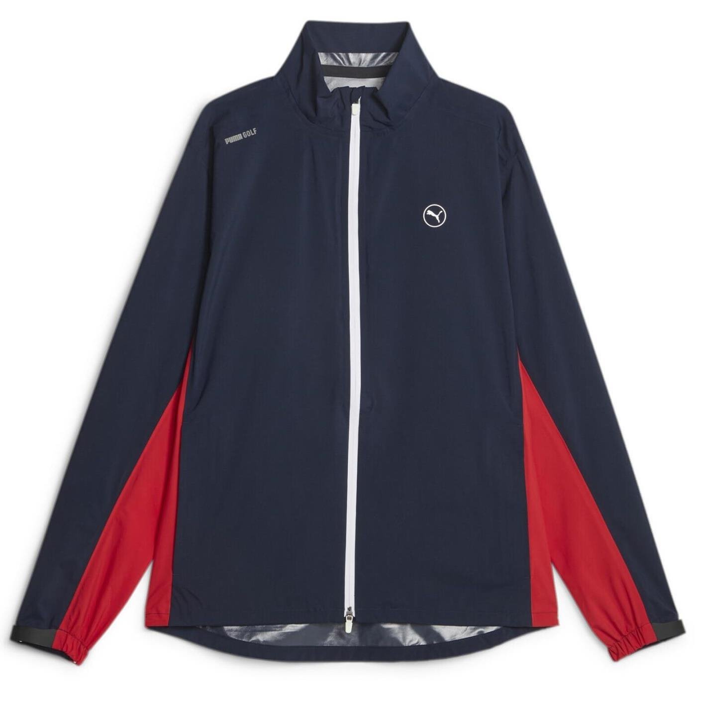 Puma DryLbl Rain men's jacket, navy blazer/strong red