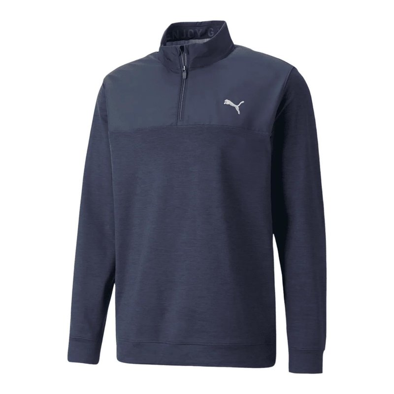 Puma Cloudspun Colorblock 1/4 Zip men's pullover, navy blazer