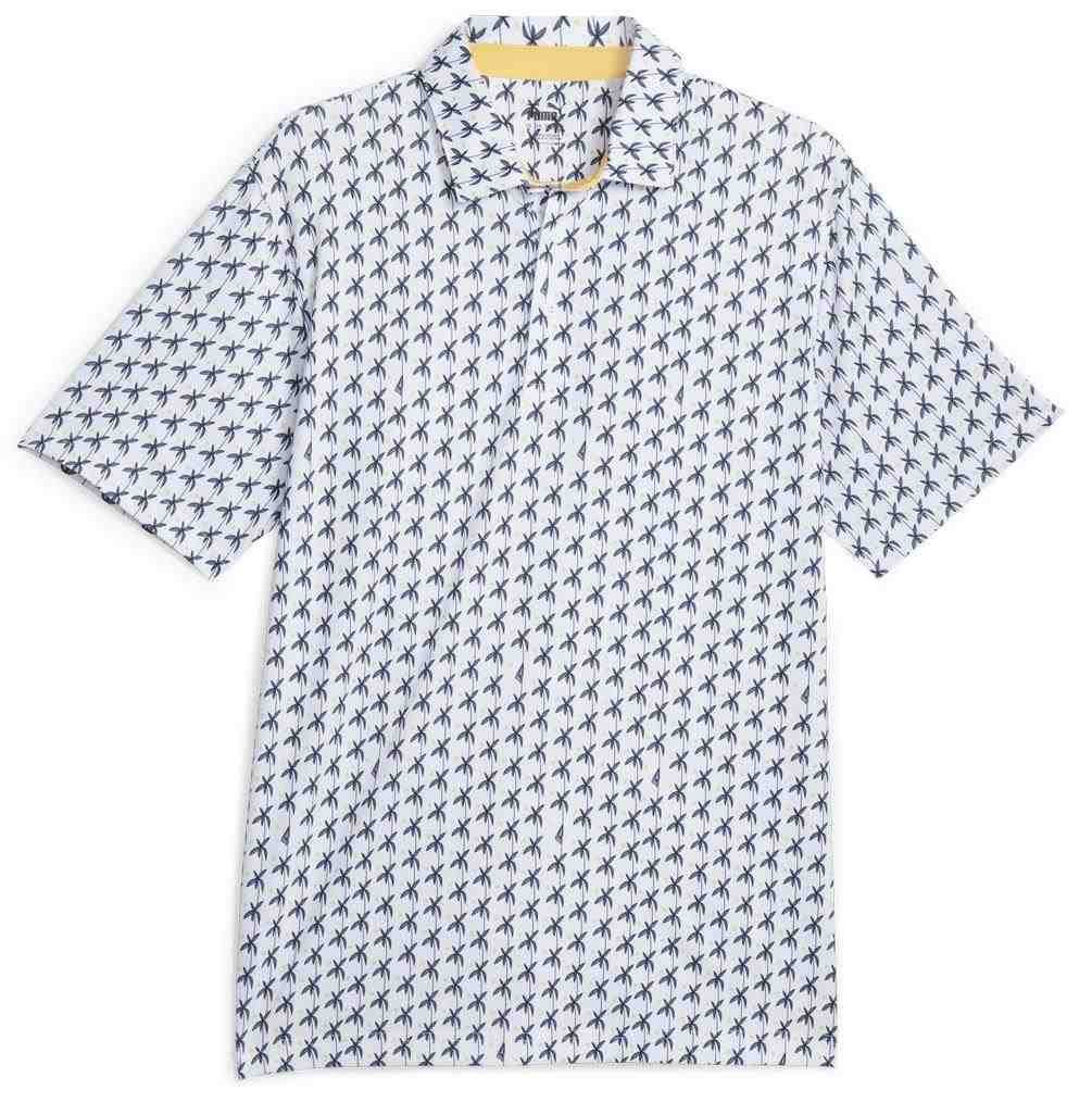 Puma Mattr Palms men's polo, white glow/navy blazer
