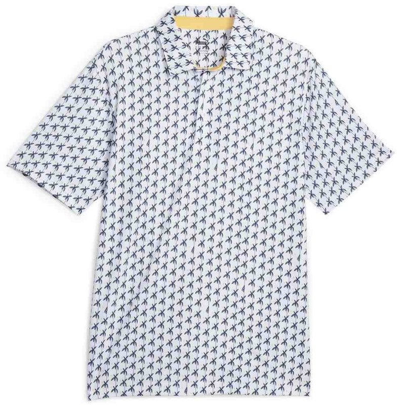 Puma Mattr Palms men's polo, white glow/navy blazer