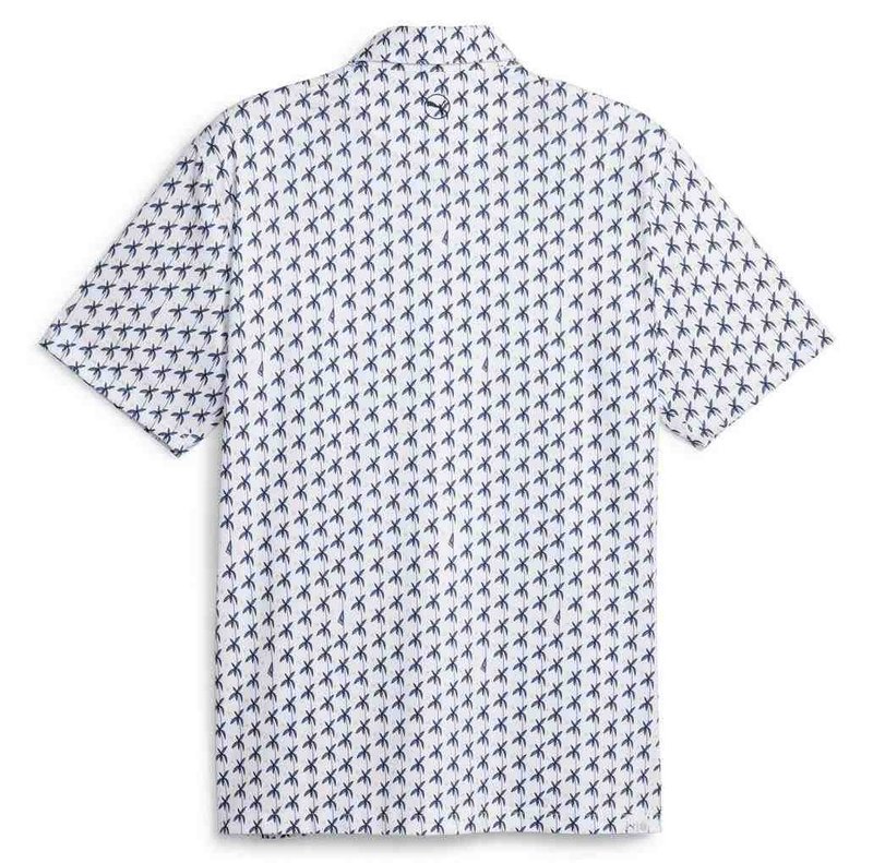 Puma Mattr Palms men's polo, white glow/navy blazer