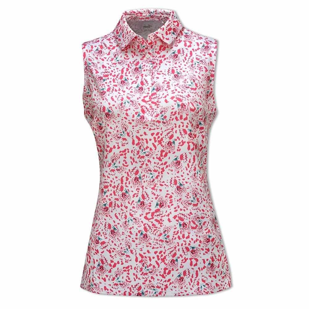 Puma Mattr Mariposa SL women's polo, strawberry burst/bold blue