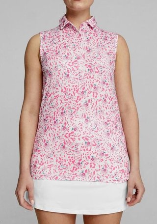 Puma Mattr Mariposa SL women's polo, strawberry burst/bold blue