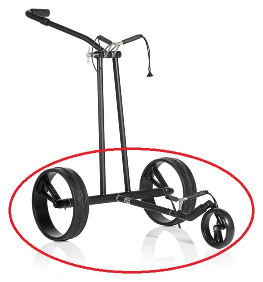 JuCad Complete Wheel Set (3) for PHANTOM TITAN electric trolleys (rims and tires), titanium