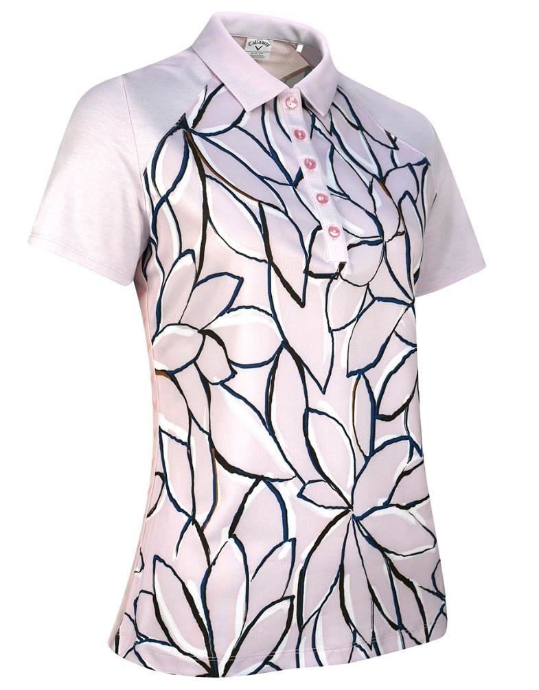 Callaway Linear Floral women's polo, pink nectar