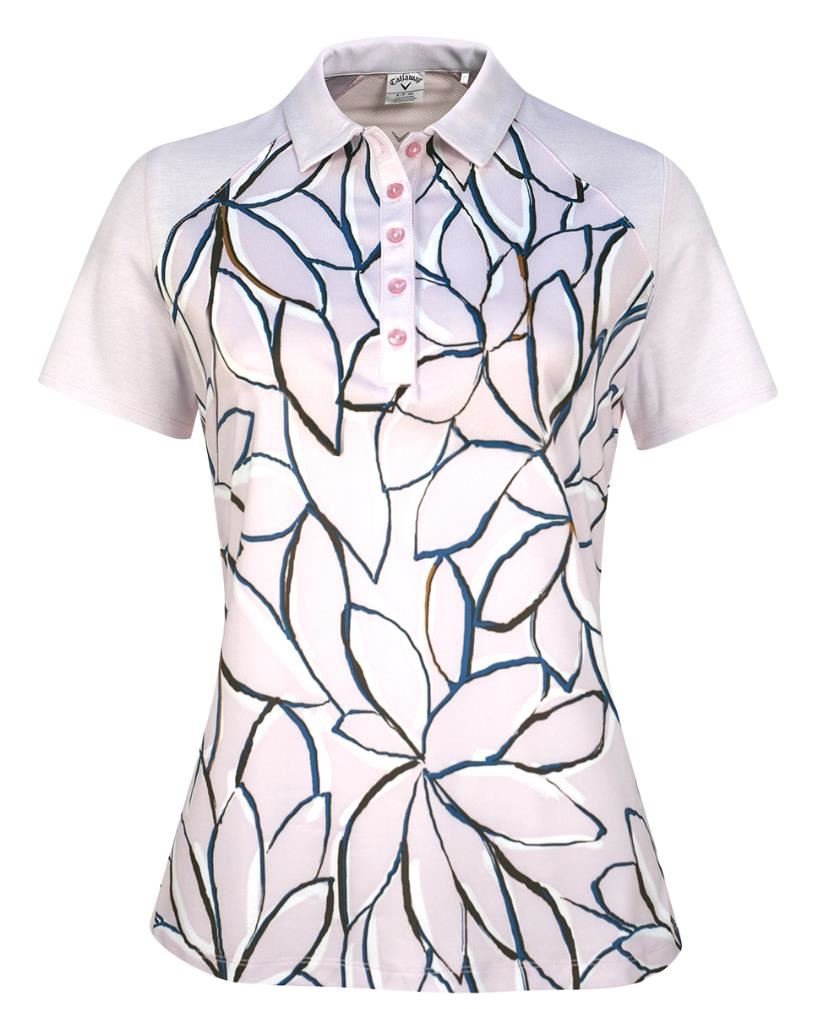 Callaway Linear Floral women's polo, pink nectar