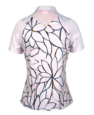 Callaway Linear Floral women's polo, pink nectar