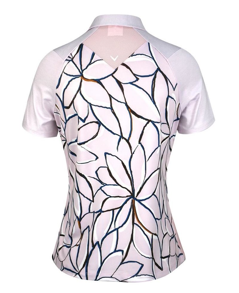 Callaway Linear Floral women's polo, pink nectar