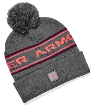 Under Armour Halftime Pom men's beanie, pitch gray/dark moon
