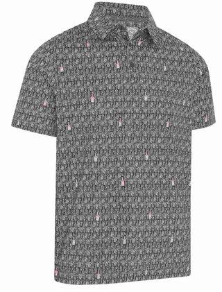 Callaway All-Over Scotch Novelty Print men's polo, asphalt