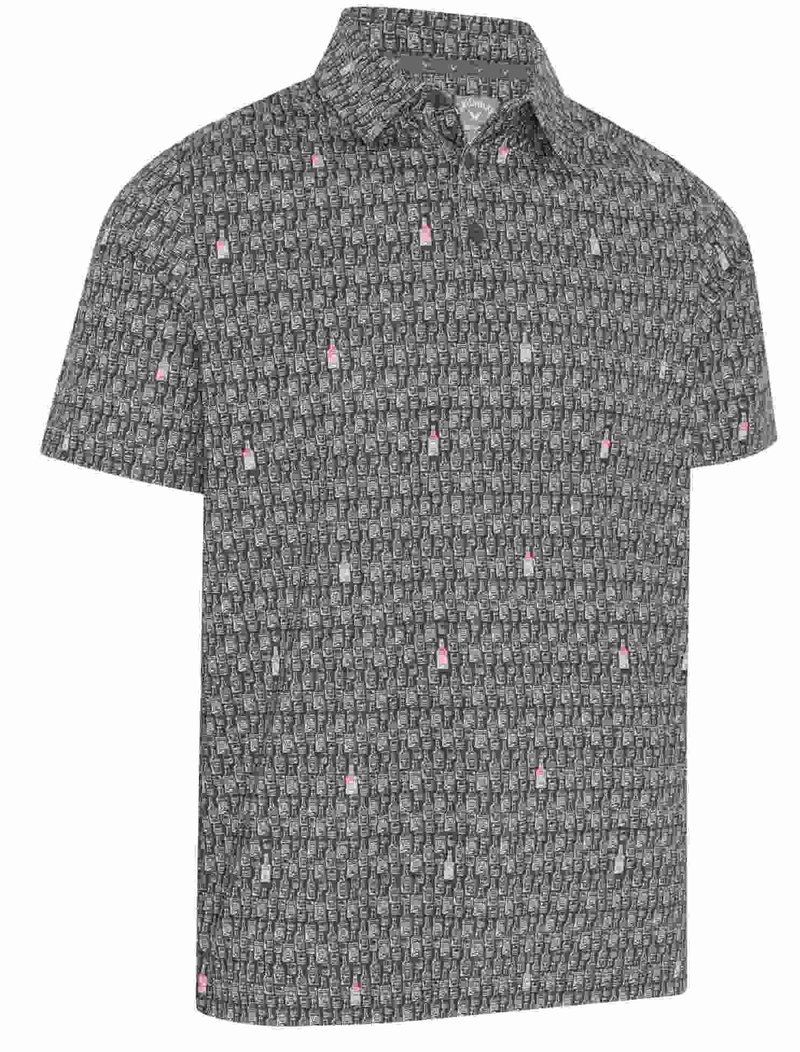 Callaway All-Over Scotch Novelty Print men's polo, asphalt