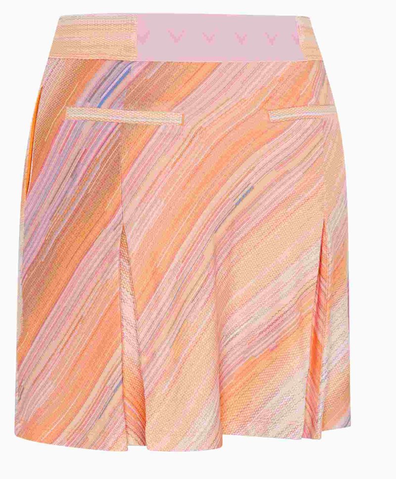 Callaway Striped Pleated 17" women's skort, papaya
