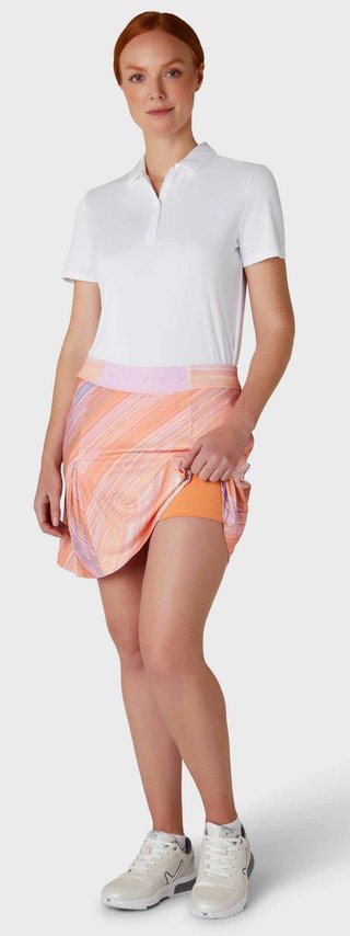 Callaway Striped Pleated 17" women's skort, papaya