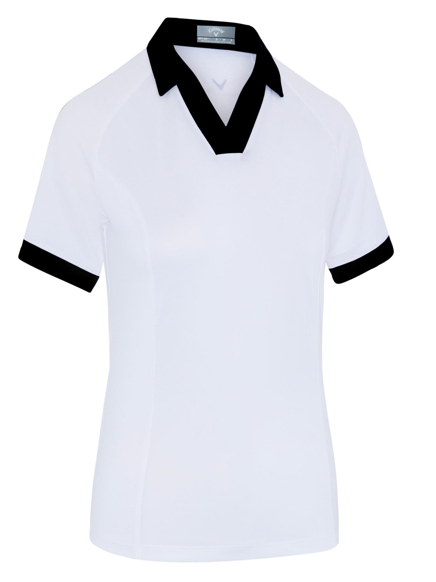 Callaway V-Placket Colorblock women's polo, brilliant white/caviar