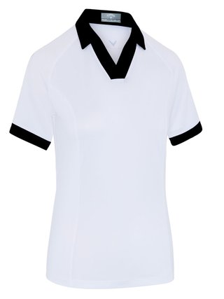 Callaway V-Placket Colorblock women's polo, brilliant white/caviar