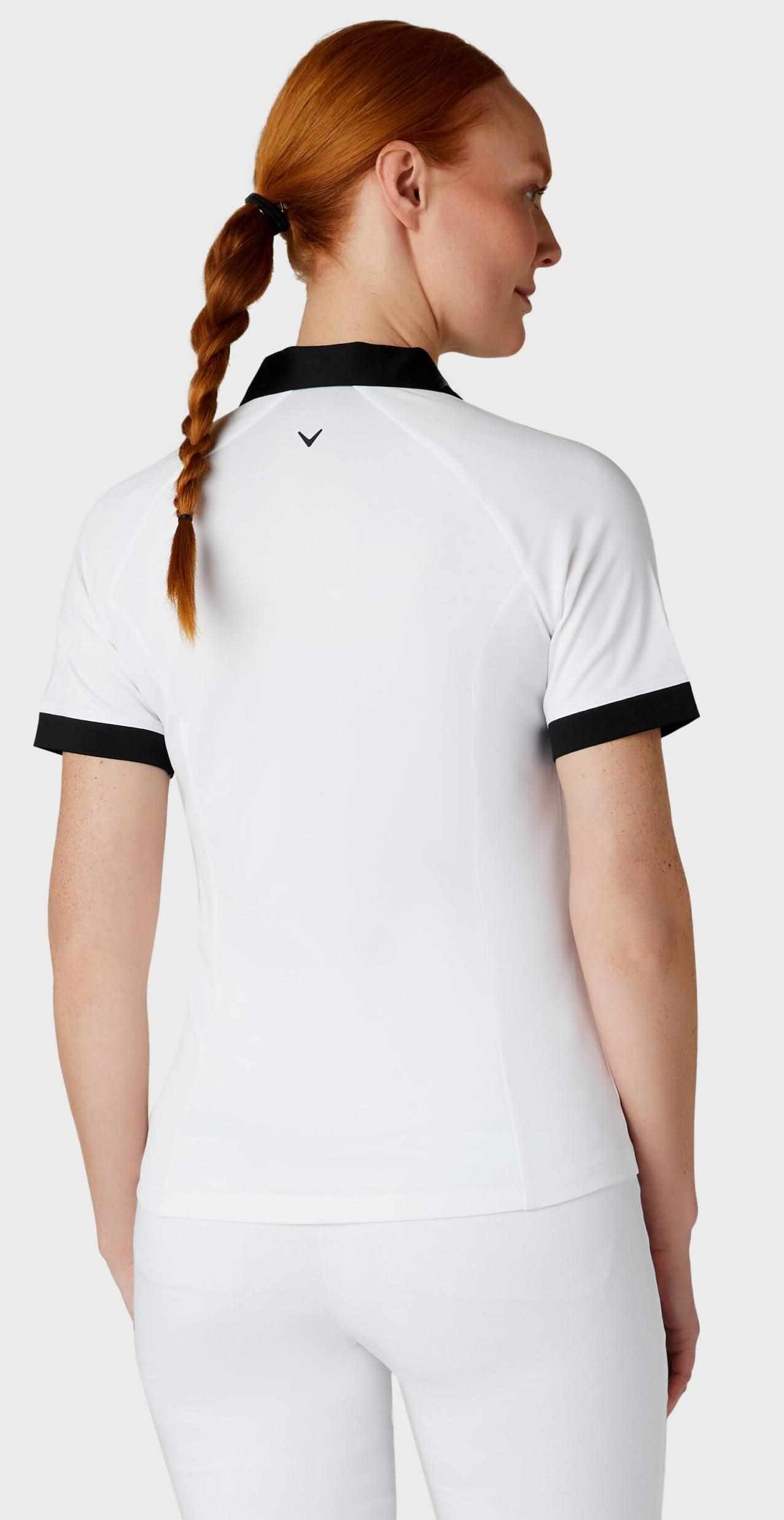 Callaway V-Placket Colorblock women's polo, brilliant white/caviar