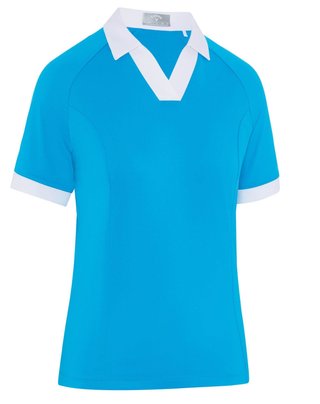 Callaway V-Placket Colorblock women's polo, vivid blue