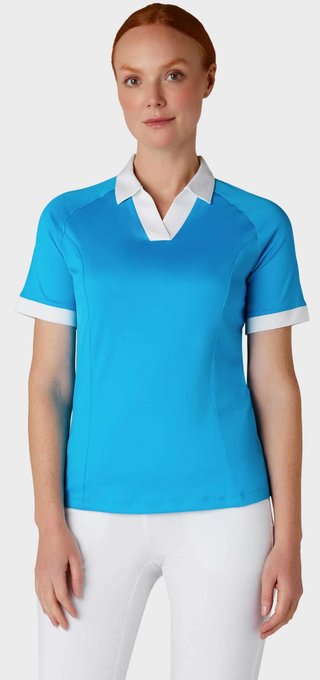 Callaway V-Placket Colorblock women's polo, vivid blue