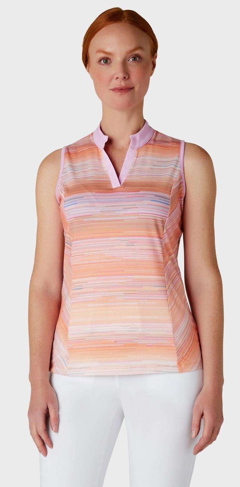 Callaway Striped Sleeveless women's polo, papaya