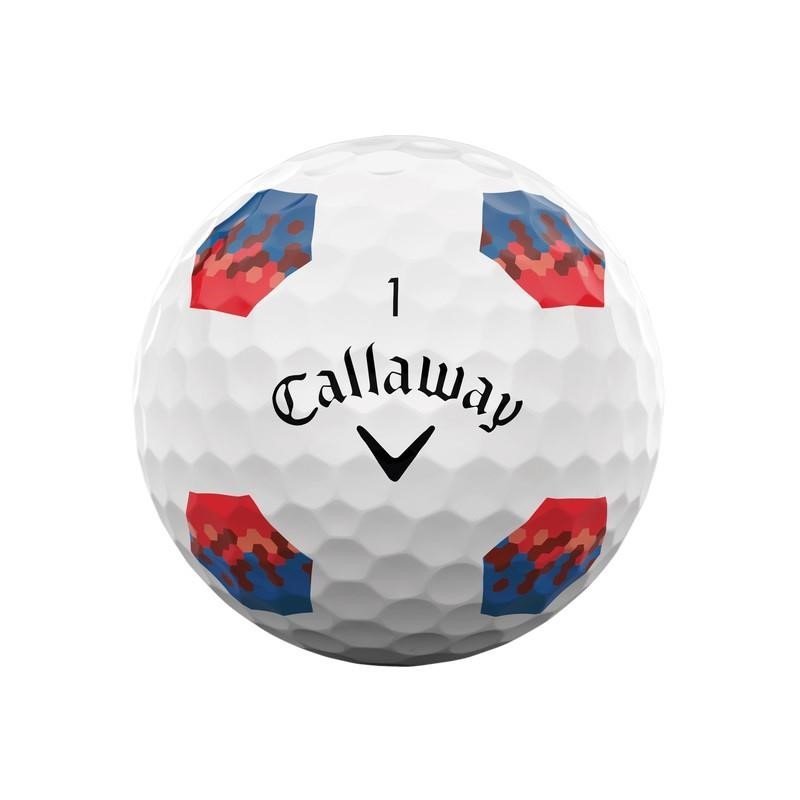 Callaway Chrome Tour TruTrack golf balls, blue/red