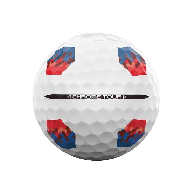 Callaway Chrome Tour TruTrack golf balls, blue/red