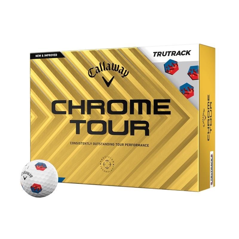 Callaway Chrome Tour TruTrack golf balls, blue/red