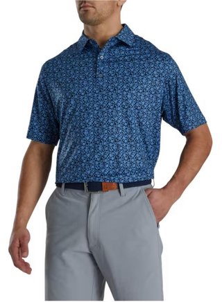 FootJoy Painted Floral Lisle men's polo, navy