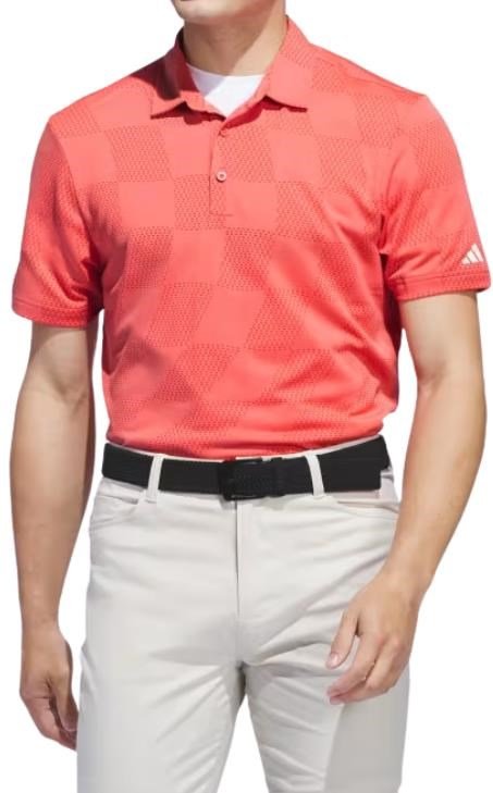 Adidas Textured men's polo, preloved scarlet