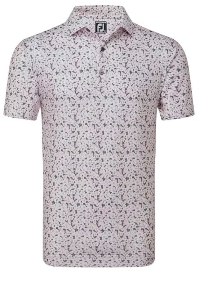 FootJoy Primrose Print Lisle men's polo, light pink