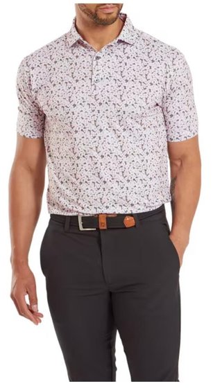 FootJoy Primrose Print Lisle men's polo, light pink