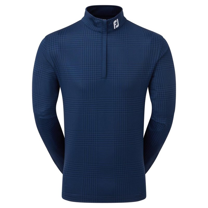 FootJoy Glen Plaid Print Chill-Out men's sweatshirt, navy