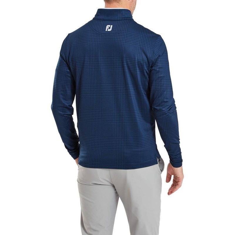 FootJoy Glen Plaid Print Chill-Out men's sweatshirt, navy