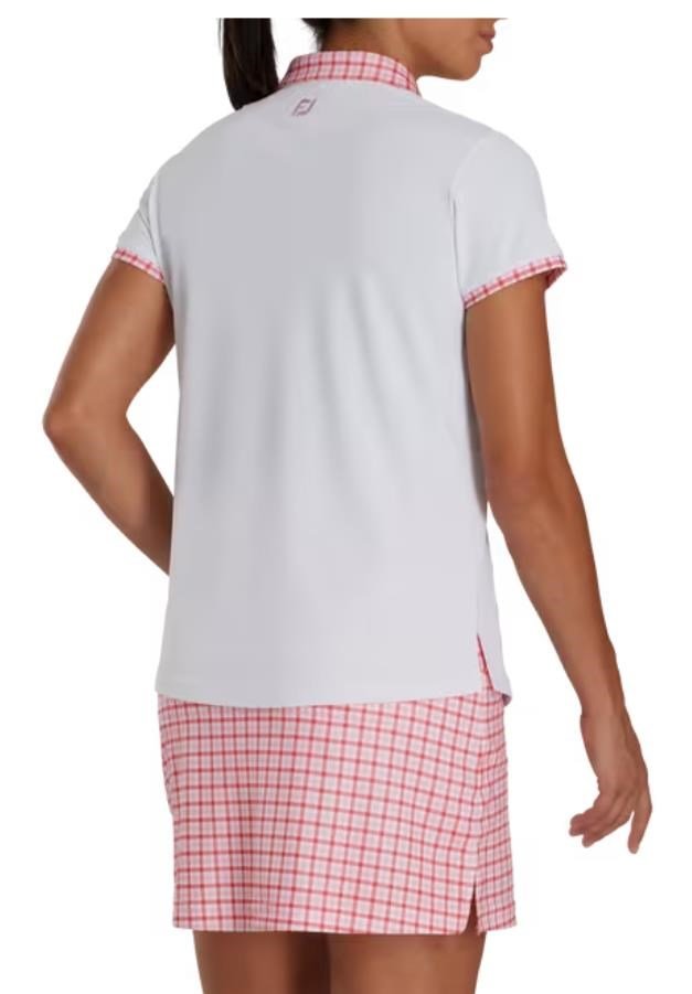 FootJoy Gingham Trim women's polo, white