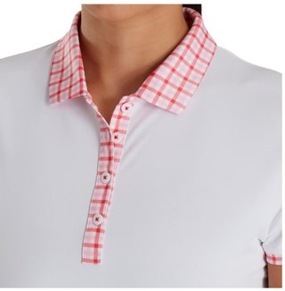 FootJoy Gingham Trim women's polo, white