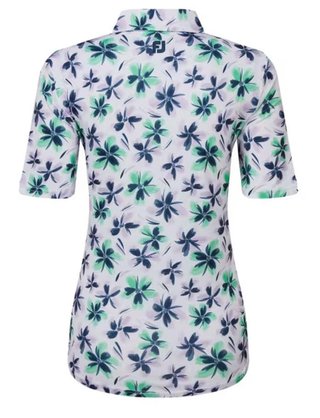 FootJoy EU 1/2 Sleeve Floral Print Lisle women's polo, lavender/mint/navy
