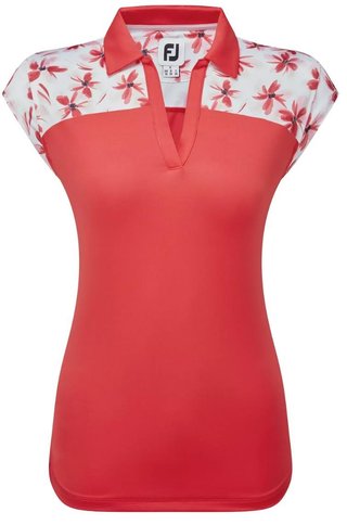 FootJoy Blocked Floral Print Lisle women's polo, red