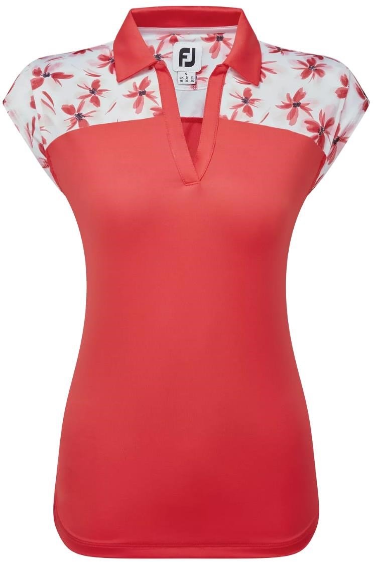 FootJoy Blocked Floral Print Lisle women's polo, red