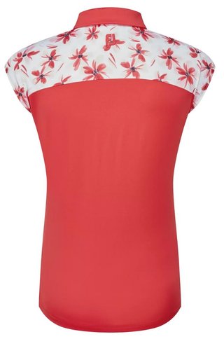 FootJoy Blocked Floral Print Lisle women's polo, red