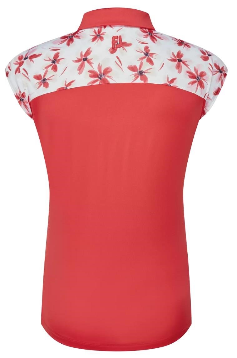 FootJoy Blocked Floral Print Lisle women's polo, red