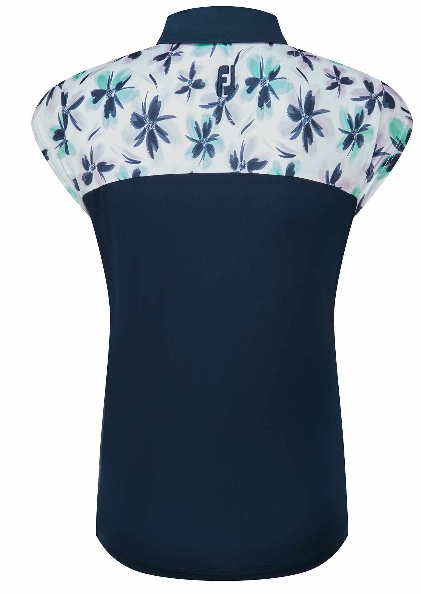 FootJoy Blocked Floral Print Lisle women's polo, navy