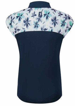 FootJoy Blocked Floral Print Lisle women's polo, navy