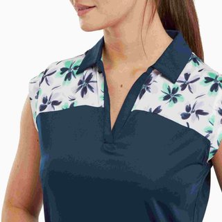 FootJoy Blocked Floral Print Lisle women's polo, navy