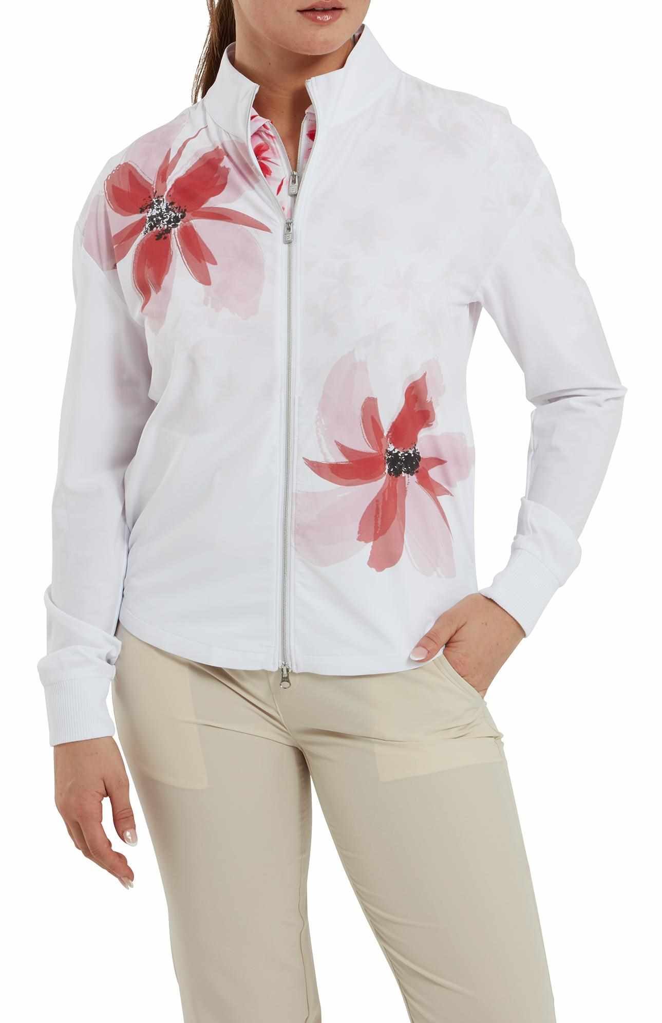 FootJoy Lightweight Full-Zip women's jacket, white/pink